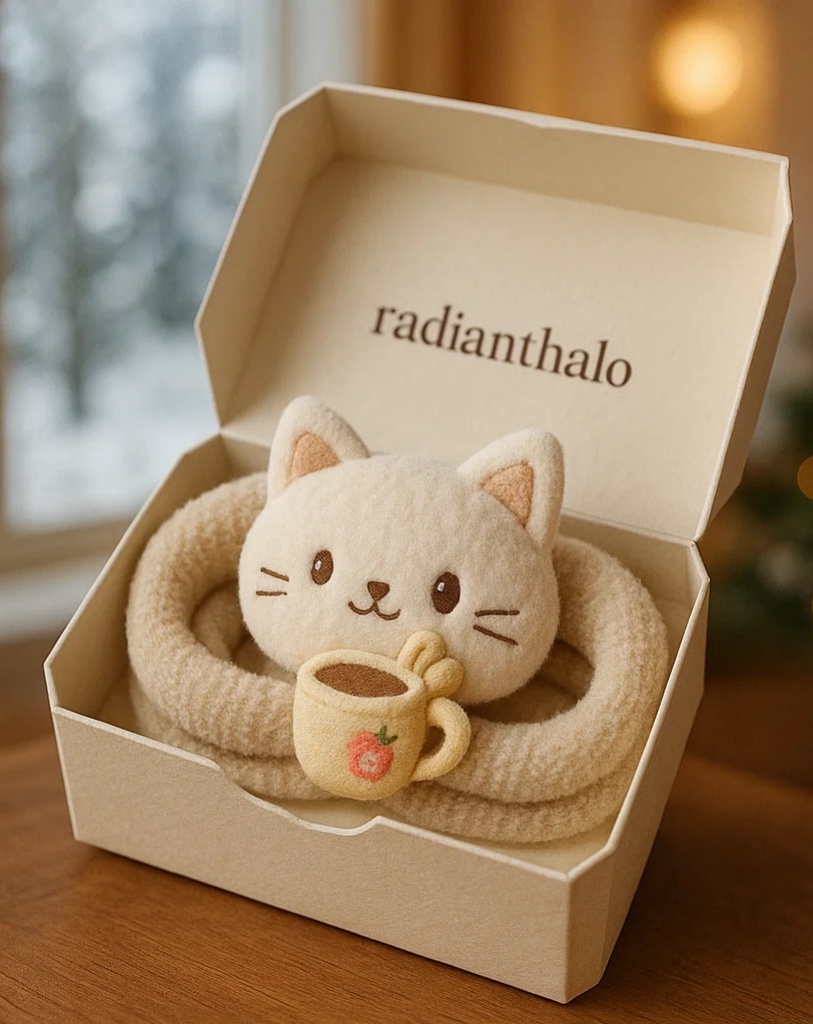 Cute Cat Headband with Coffee – Adorable and Cozy Baby Headband for Photos!