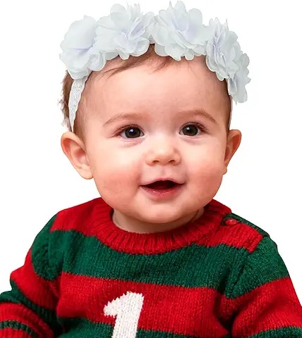 White Floral Lace Baby Headband – Elegant Style for Holiday Photos and Special Events