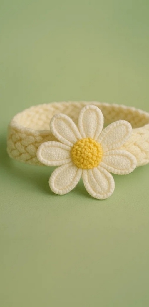 Conjunto fotográfico para bebê com margarida – tiara e vestido adoráveis