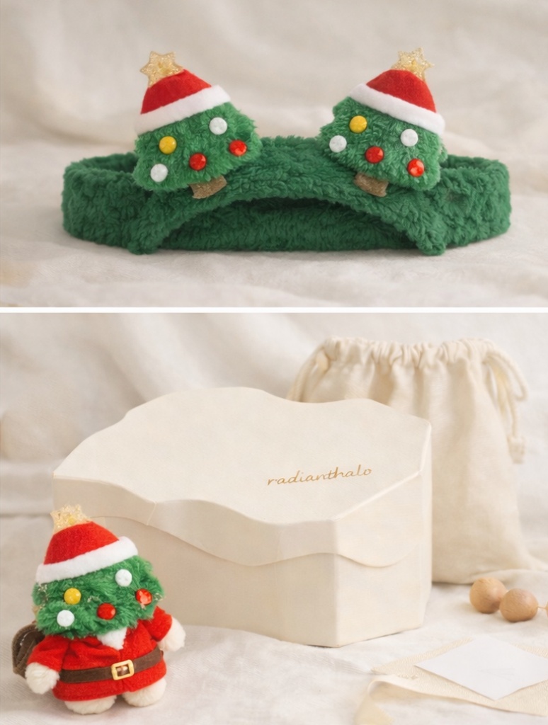 Baby Headband with Santa Christmas Tree Design