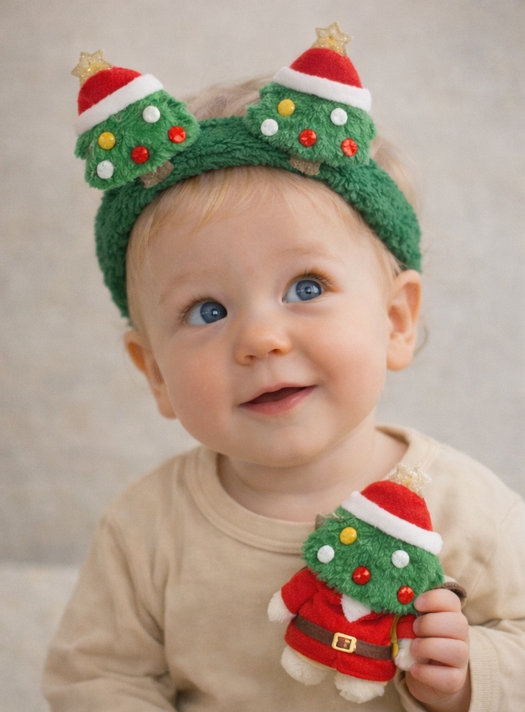 Baby Headband with Santa Christmas Tree Design