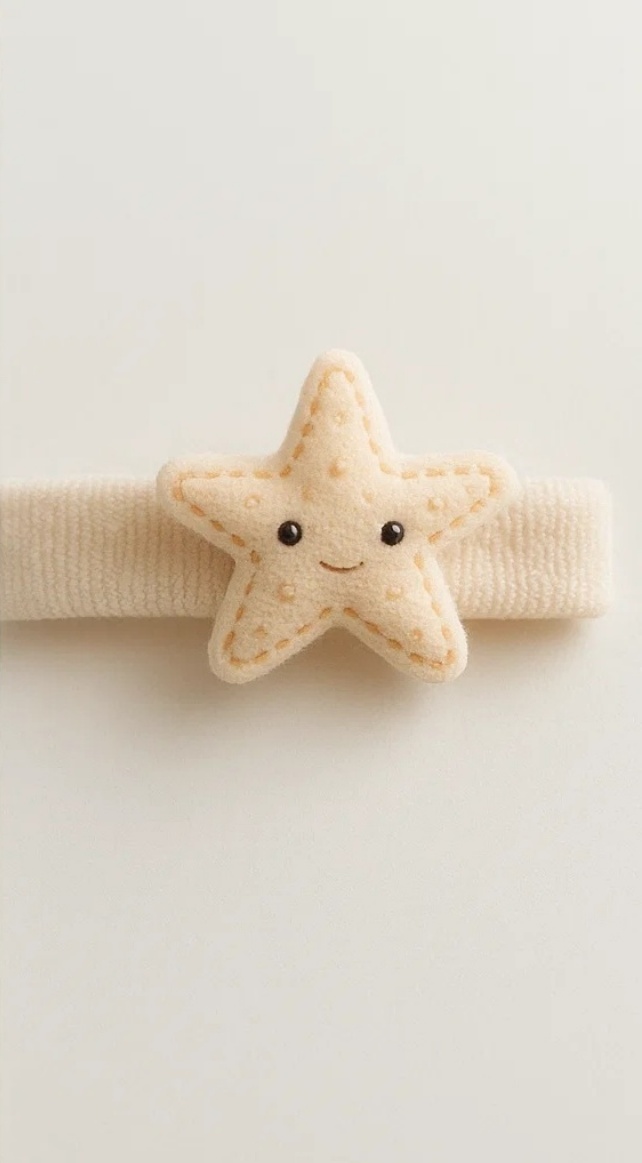 Smiling Beige Starfish Plush Baby Headband