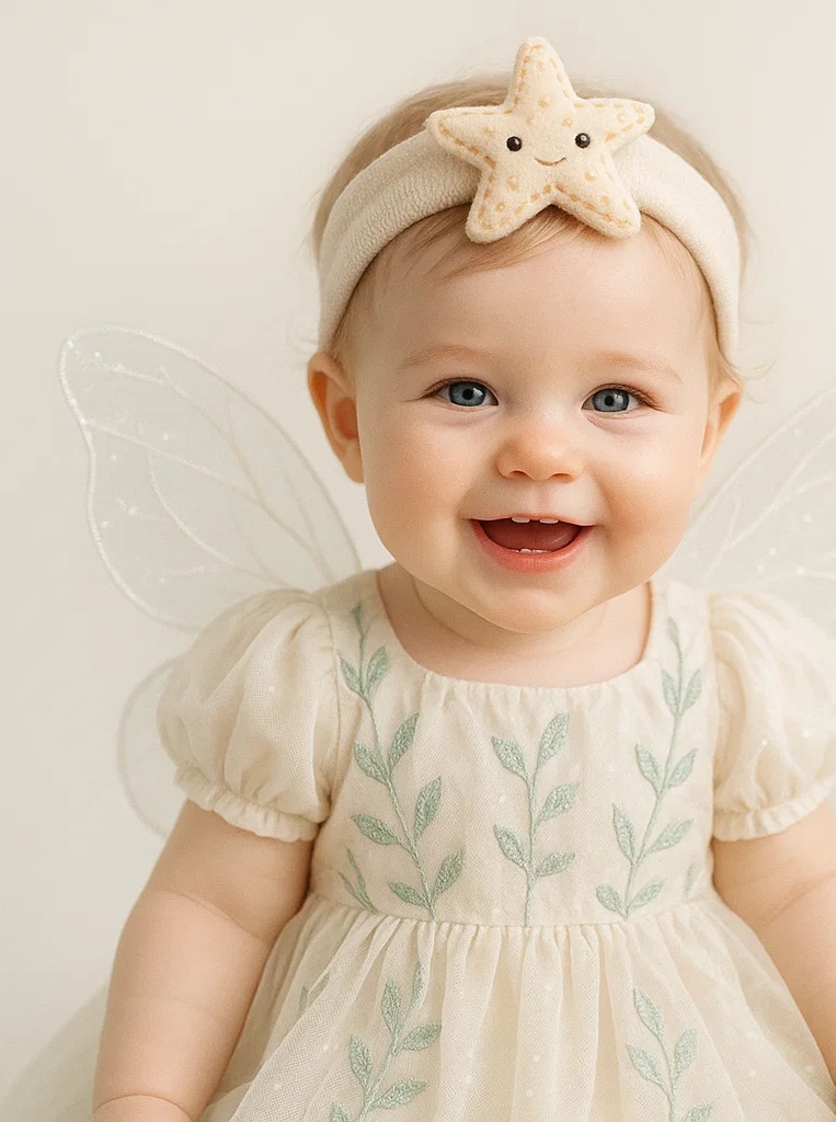 Smiling Beige Starfish Plush Baby Headband
