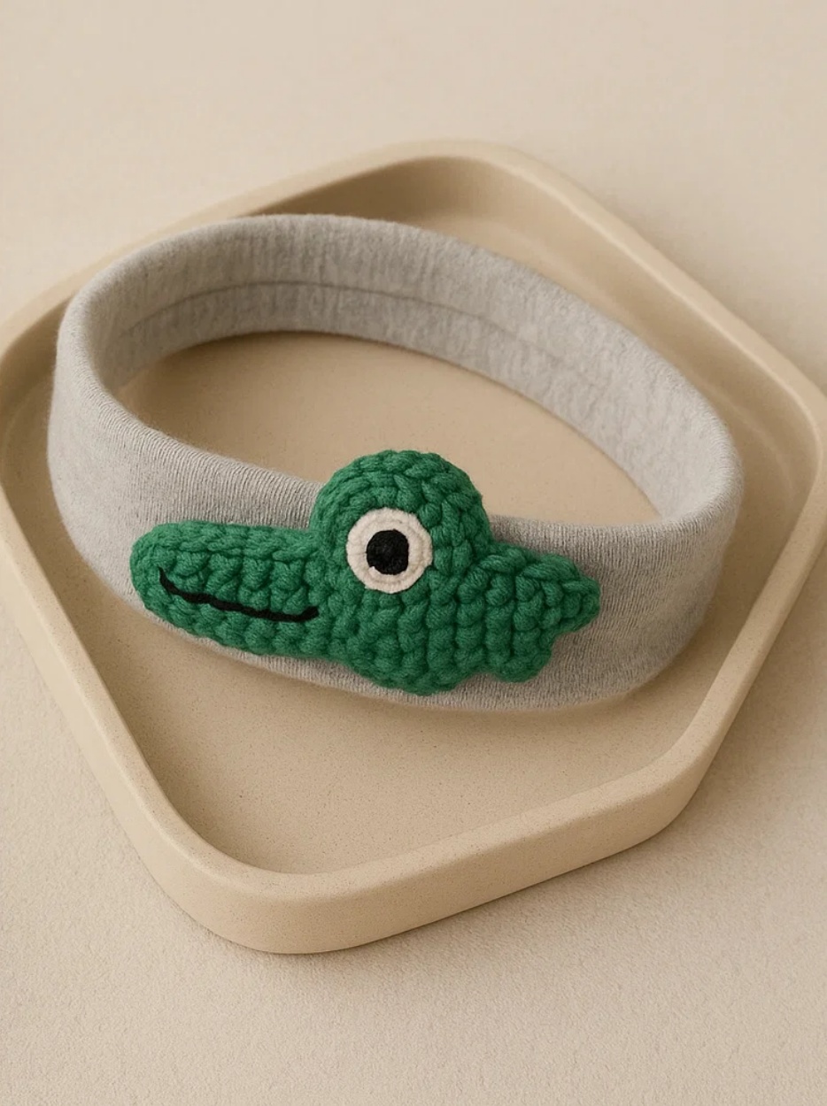 Faixas de cabeça para bebês com brinquedo de crocodilo