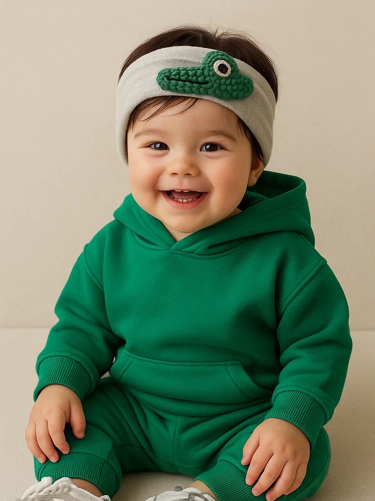 Faixas de cabeça para bebês com brinquedo de crocodilo