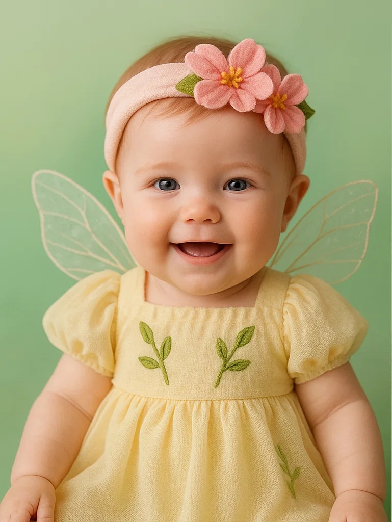 Set fotográfico para bebé con flor de loto – diadema y vestido adorables