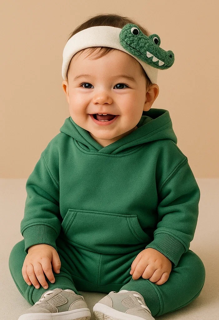 Bandă de cap pentru bebeluși cu jucărie crocodil