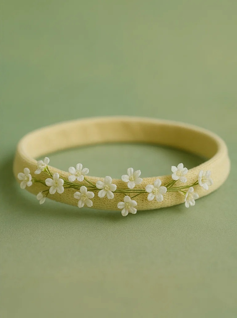 Baby Doll Floral Halo Headband – White Baby’s Breath Wreath