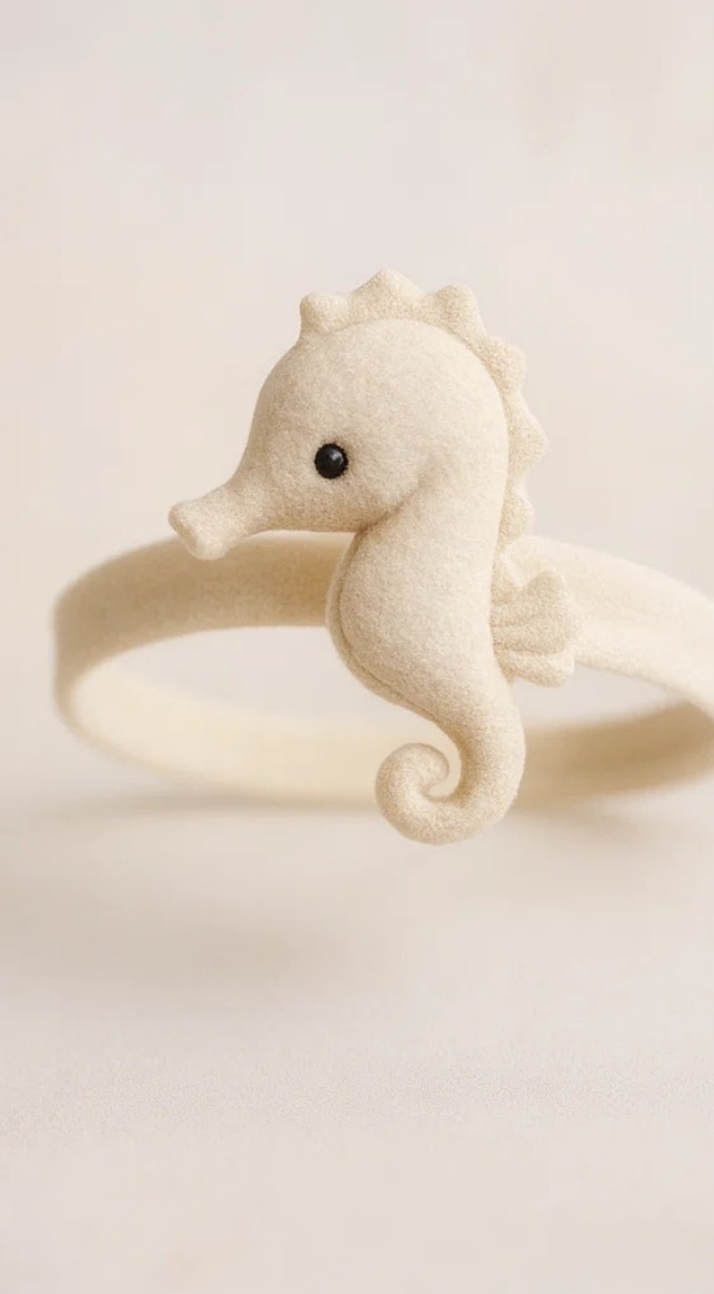 White Seahorse Plush Baby Headband for Newborn Photo Sessions