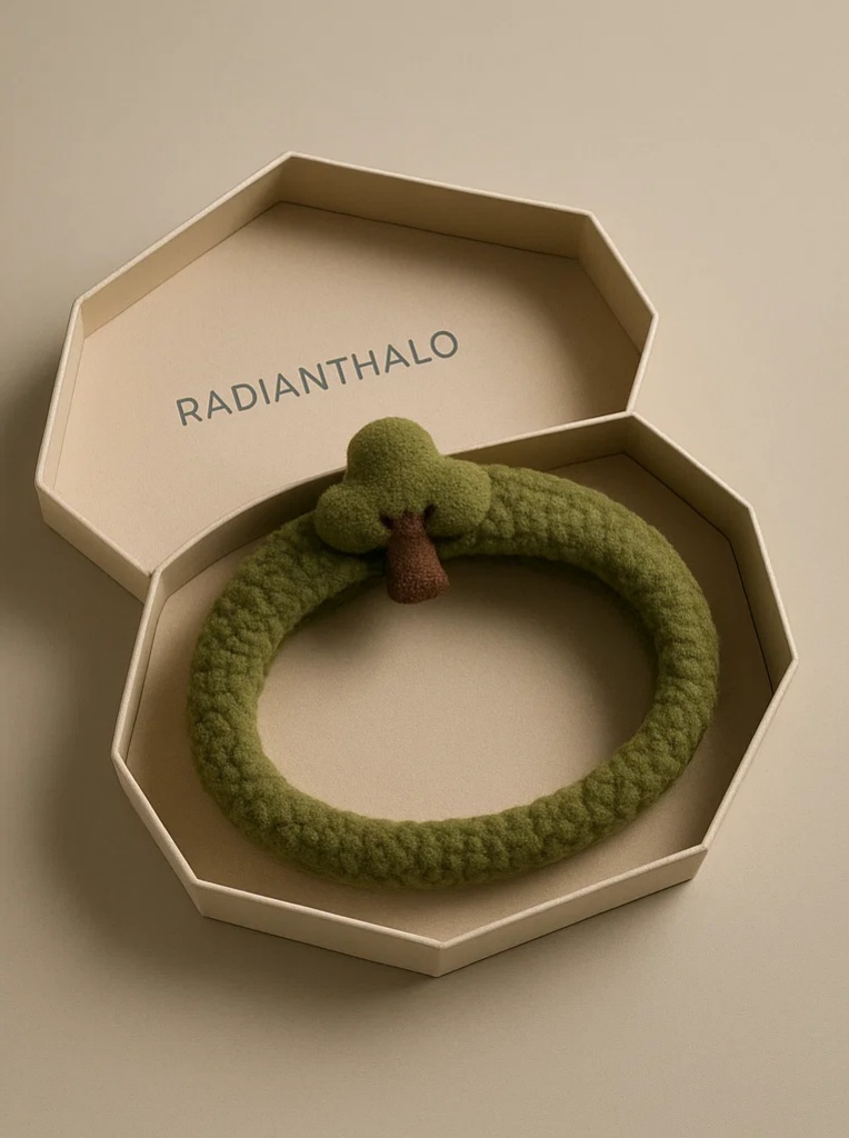 Forest Green Tree Baby Headband – Natural Style Plush Accessory