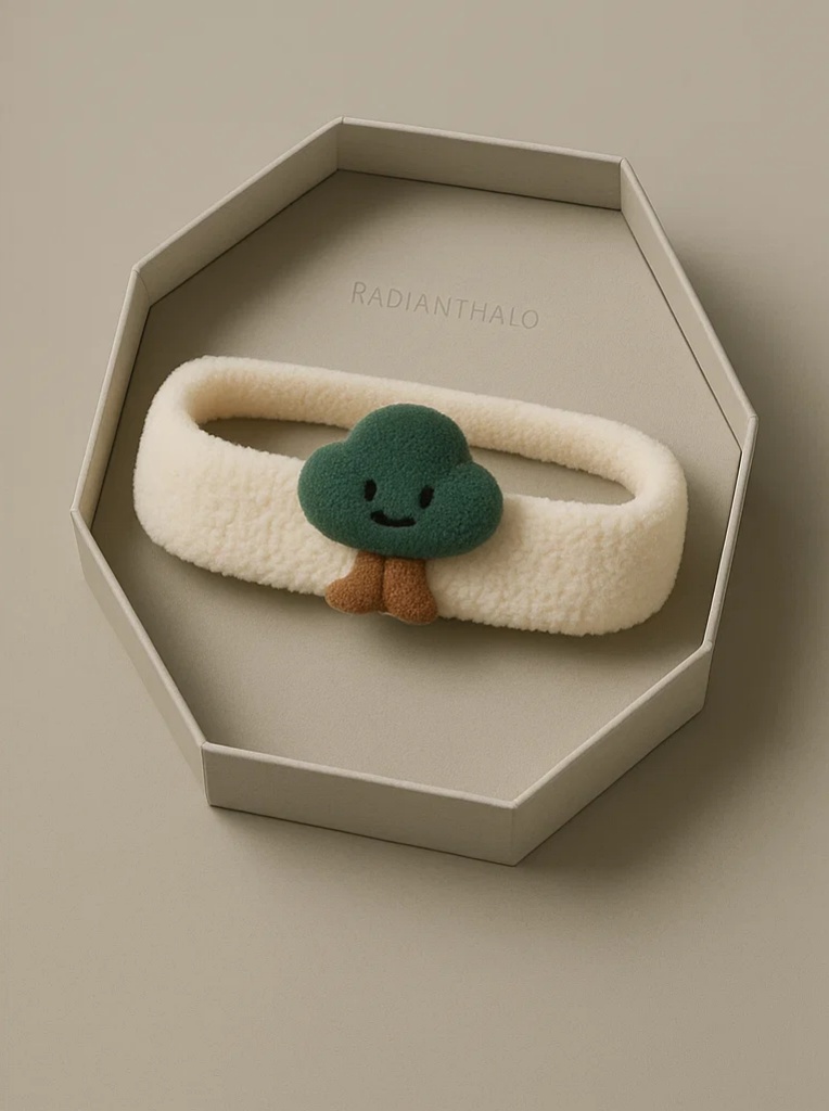 Ivory Cream Tree Plush Headband – Soft Minimalist Baby Style