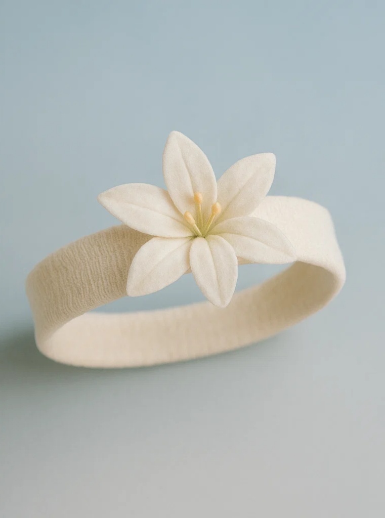Lovely White Lily Baby Headband for a Soft and Elegant Look