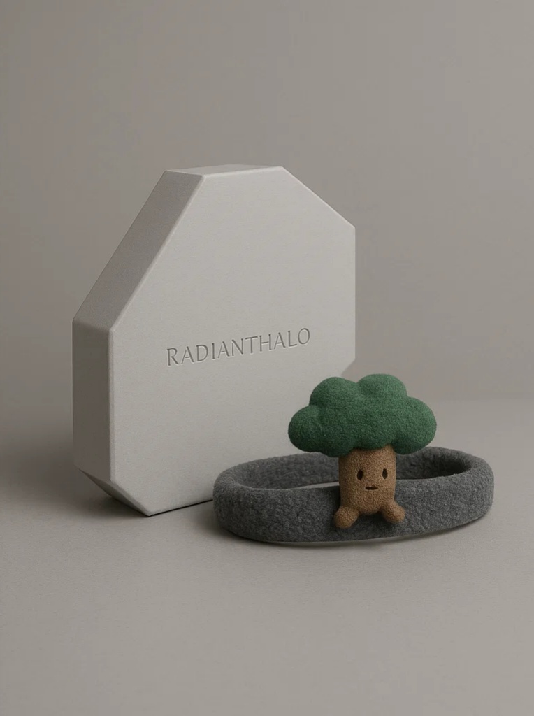 Charcoal Tree Baby Headband – Cartoon Plush Headwear in Deep Gray