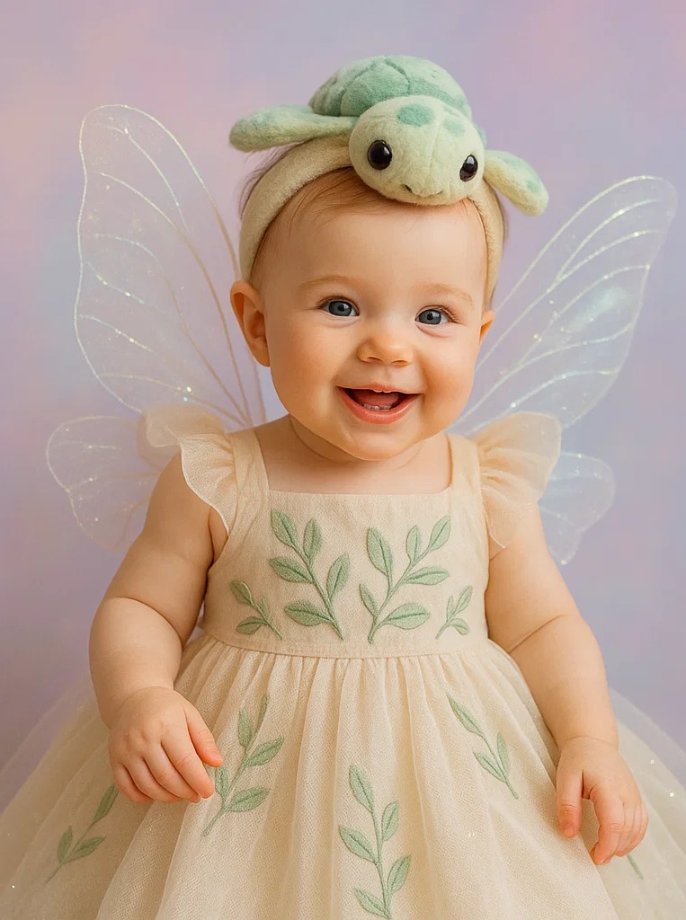 Seafoam Turtle Plush Baby Headband with Comfortable Fit