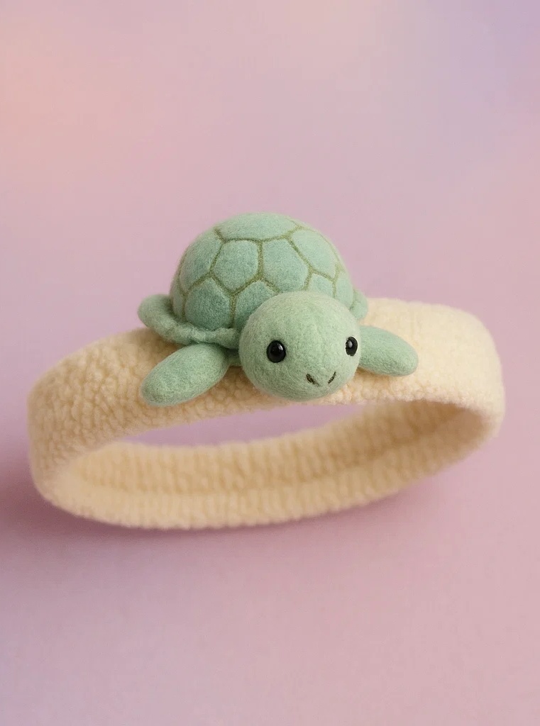 Mint Turtle Plush Baby Headband for Baby Photo Shoots
