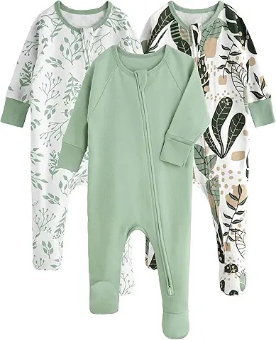 3-Piece Baby Footed Pajama Set with Cute Nature Prints – Cozy and Soft for Babies