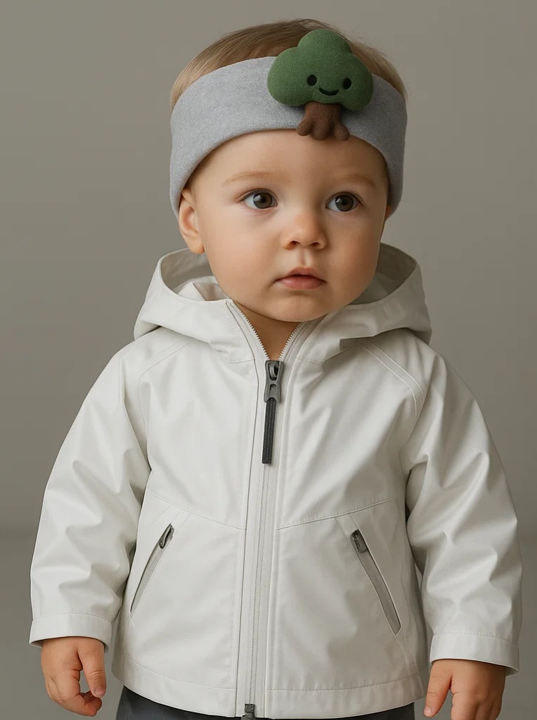 Sage Tree Plush Baby Headband – Earthy Green Cartoon Headwear