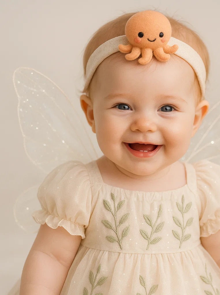 Orange Octopus Plush Baby Headband with Adorable Design