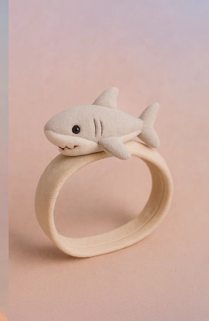 Cream Shark Plush Baby Headband for Baby Photography