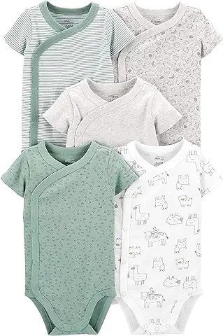 5-Piece Baby Bodysuit Set with Cross-Over Design and Fun Prints