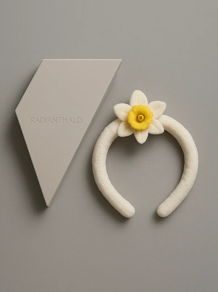 Smiley Daffodil Baby Headband – Cheerful Yellow Flower Accent