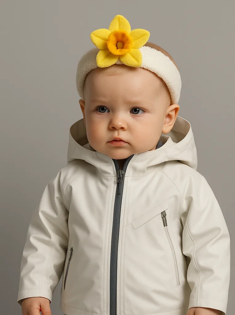 Happy Sunflower Baby Headband – Plush Yellow Bloom with Smile