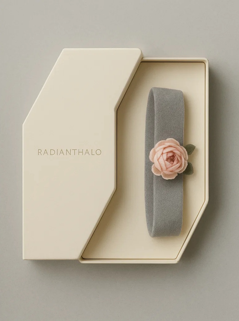 Blush Rose Baby Headband – Elegant Plush Flower Accent
