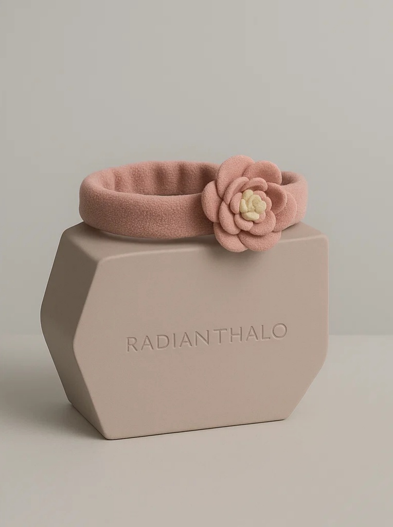 Pink Camellia Baby Headband – Soft Floral Plush for Girls