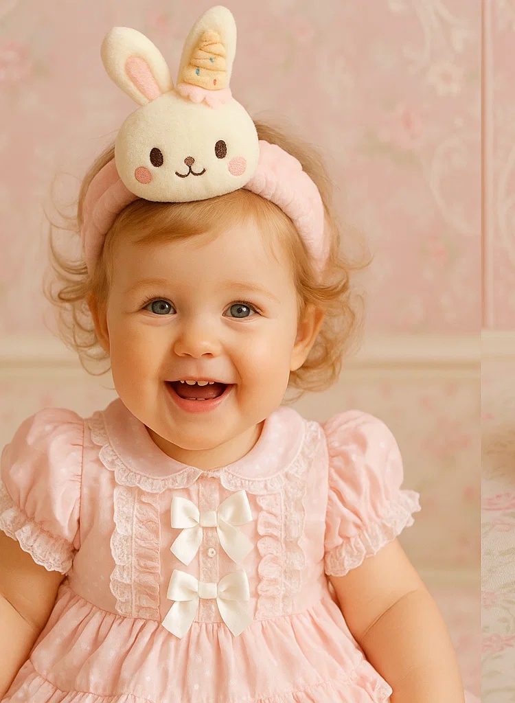 Cute Bunny Headband with Ice Cream Cone for Babies – Comfortable and Adorable