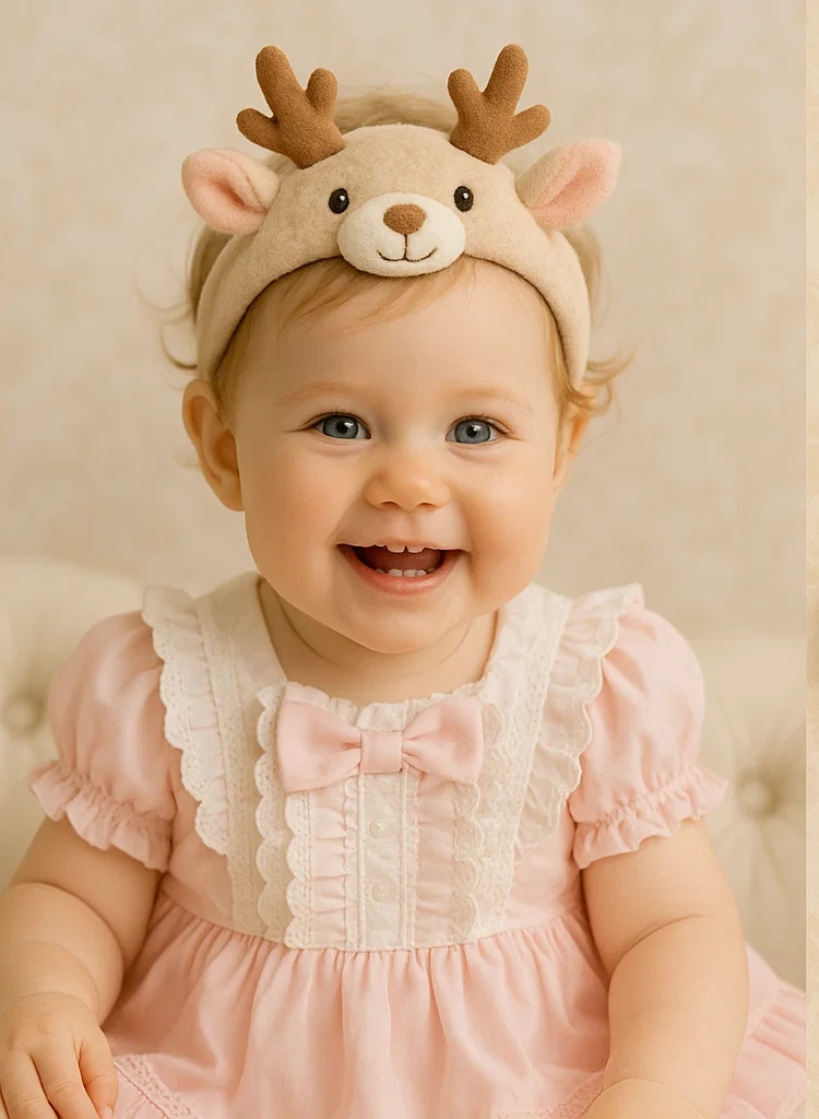 Deer Baby Headband with Antlers – Soft, Cute, and Ideal for Photos