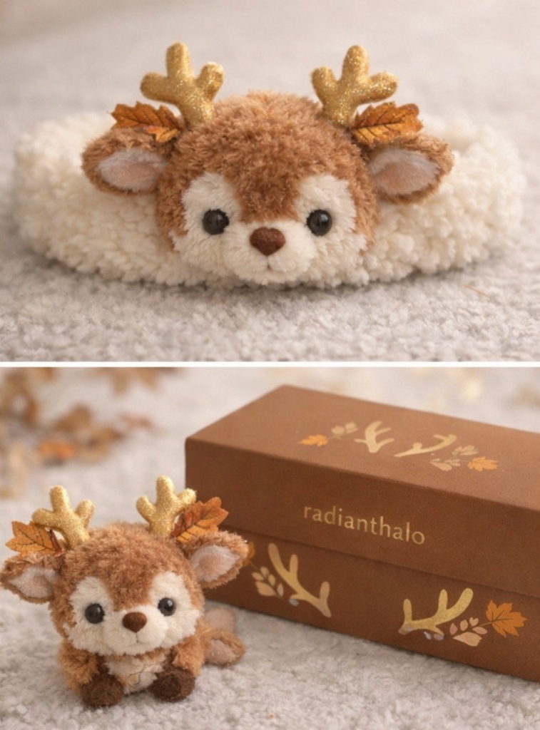 Reindeer Twin Baby Headbands for Winter-Themed Twin Photos