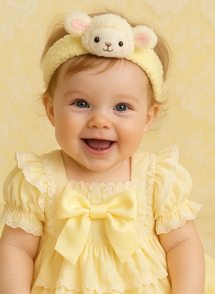 Baby Headband - Lamb with Yellow Bow