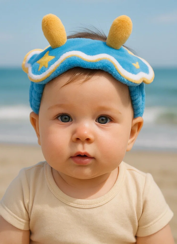 Diadema para bebé con babosa de mar azul estrellada – Estilo marino llamativo