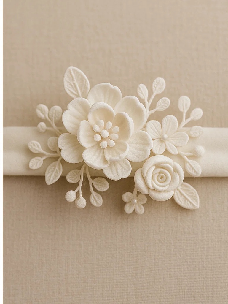 White Peony Flower Baby Headband – Elegant Floral Headband for Girls