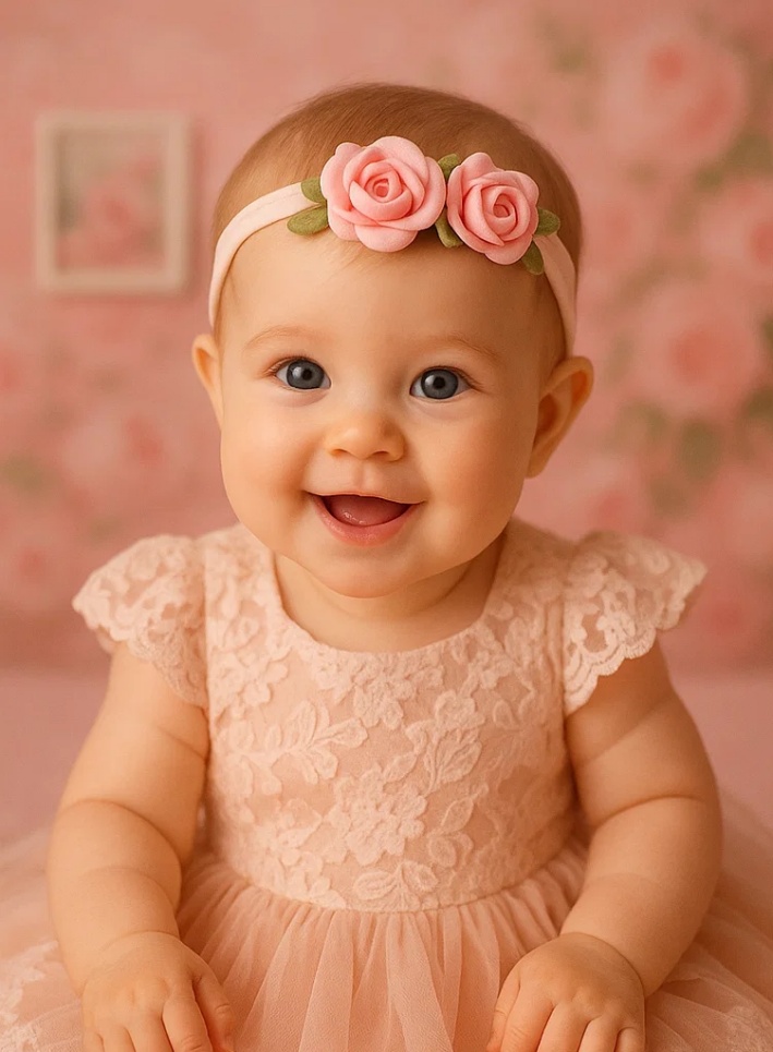 Rosa Rosen Baby-Stirnband – Weiches und elegantes Blumen-Accessoire für Mädchen