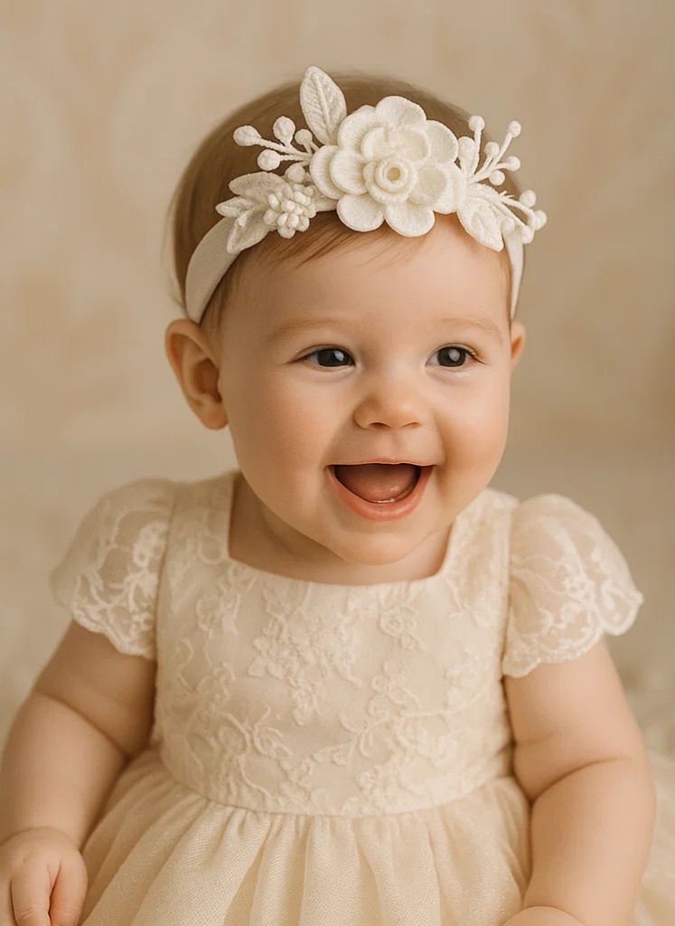 White Baby's Breath Embroidered Detachable Handmade Baby Headband