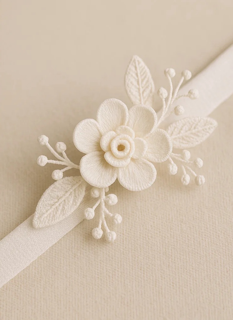 White Baby's Breath Embroidered Detachable Handmade Baby Headband