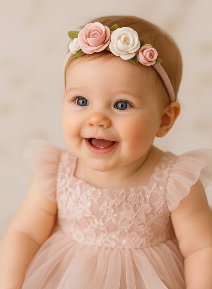 Bentiță roz pentru bebeluși – Accesoriu floral moale și elegant pentru fetițe