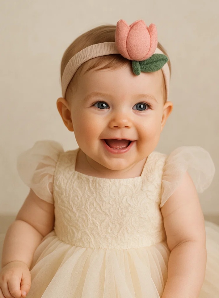 Pink Tulip Baby Headband – Soft Floral Accessory for Girls