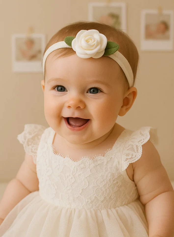Handgefertigtes Baby-Stirnband im chinesischen Stil mit abnehmbarer Blumenpuppe