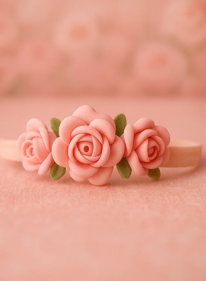 Rosa Rosen Baby-Stirnband – Weiches und elegantes Blumen-Accessoire für Mädchen