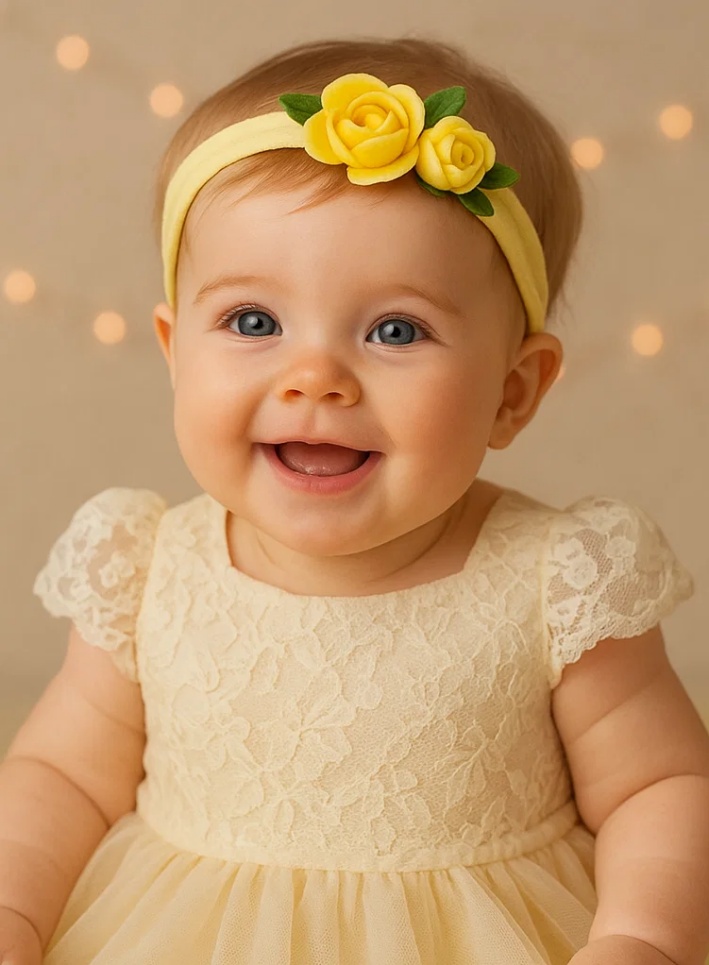 Yellow Rose Baby Headband – Soft Floral Accessory for Girls