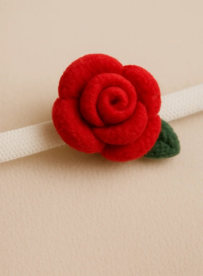 Bentiță pentru bebeluși cu trandafir roșu lucrată manual – Accesoriu de păr floral moale pentru nou-născuți
