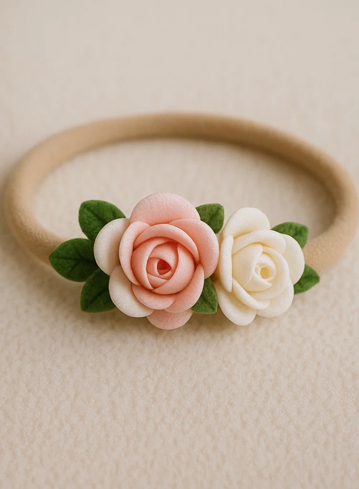 Pink Rose Baby Headband – Soft and Elegant Floral Accessory for Girls
