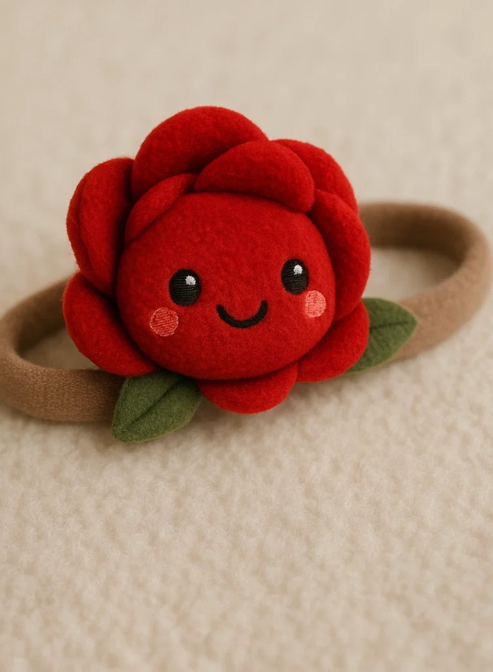 Cinta para bebé hecha a mano con rosa roja – Accesorio de cabello floral suave para recién nacidos