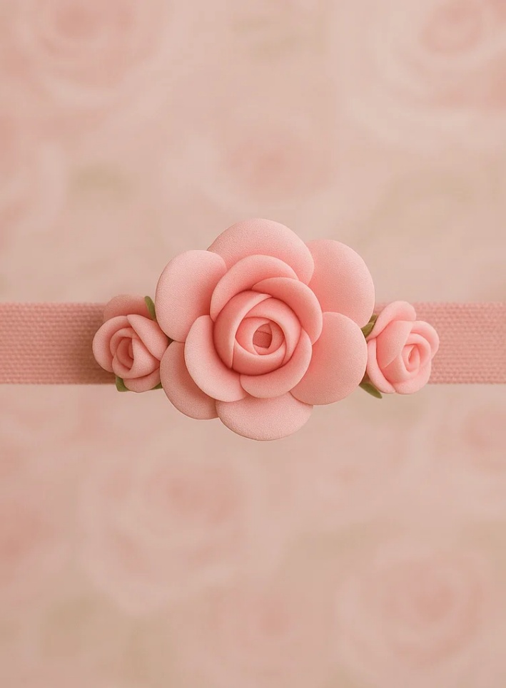 Roosa roosi beebipeapael – Pehme ja elegantne lilleline aksessuaar tüdrukutele