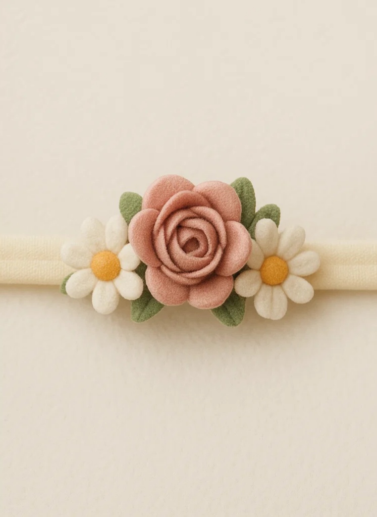 Bandeau bébé brodé de fleurs – Style pince à cheveux pour filles