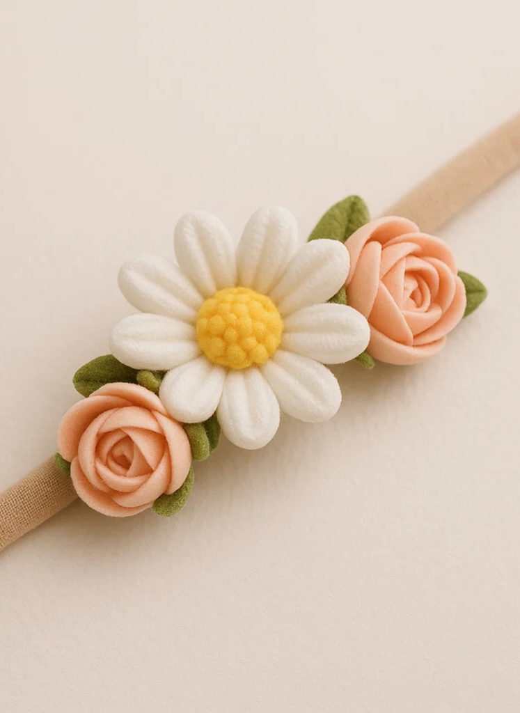 Tikitud lilleline beebipeapael – Juukseklambri stiil tüdrukutele