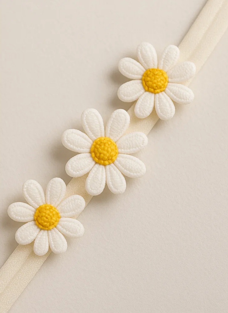 Daisy Baby Headband – Cute White Floral Headband for Girls