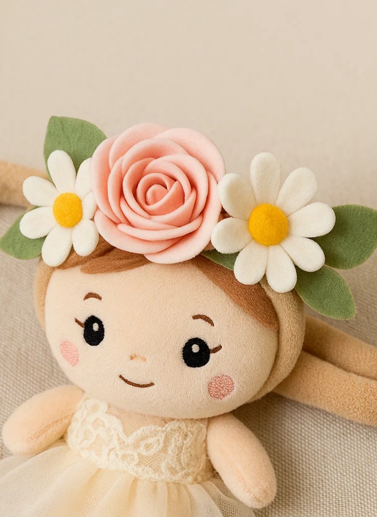 Flower Crown Baby Headband – Pink Rose and Daisy Floral Headband for Girls